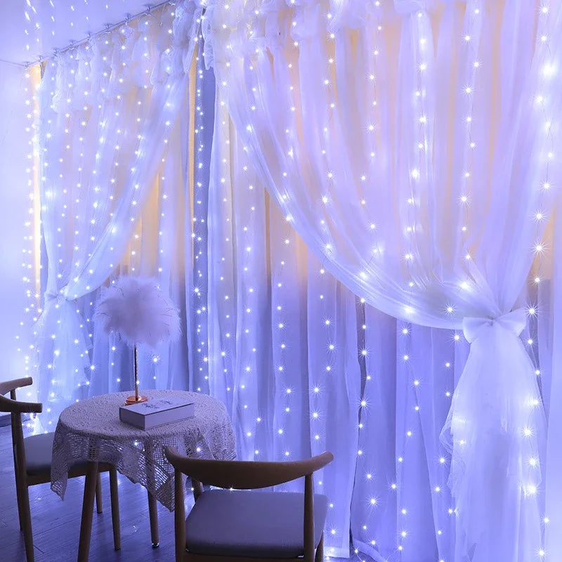 Christmas Curtain Fairy Lights – 8-Mode LED Garland for Home Décor, Parties & Holiday Celebrations