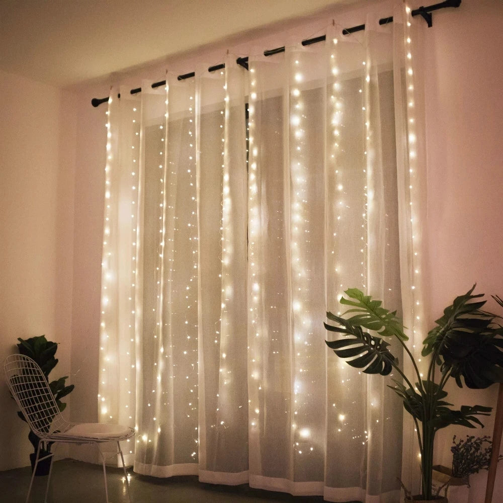 Christmas Curtain Fairy Lights – 8-Mode LED Garland for Home Décor, Parties & Holiday Celebrations