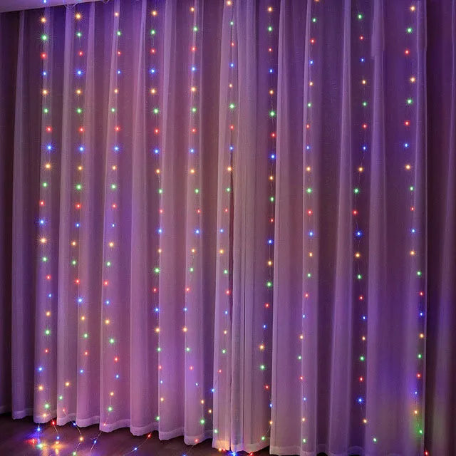 Christmas Curtain Fairy Lights – 8-Mode LED Garland for Home Décor, Parties & Holiday Celebrations
