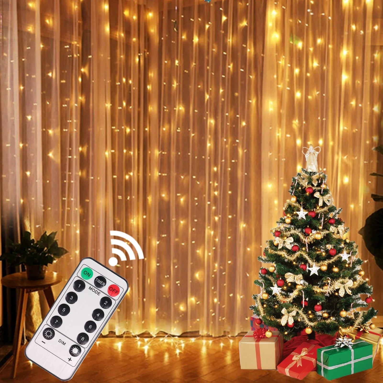 Christmas Curtain Fairy Lights – 8-Mode LED Garland for Home Décor, Parties & Holiday Celebrations