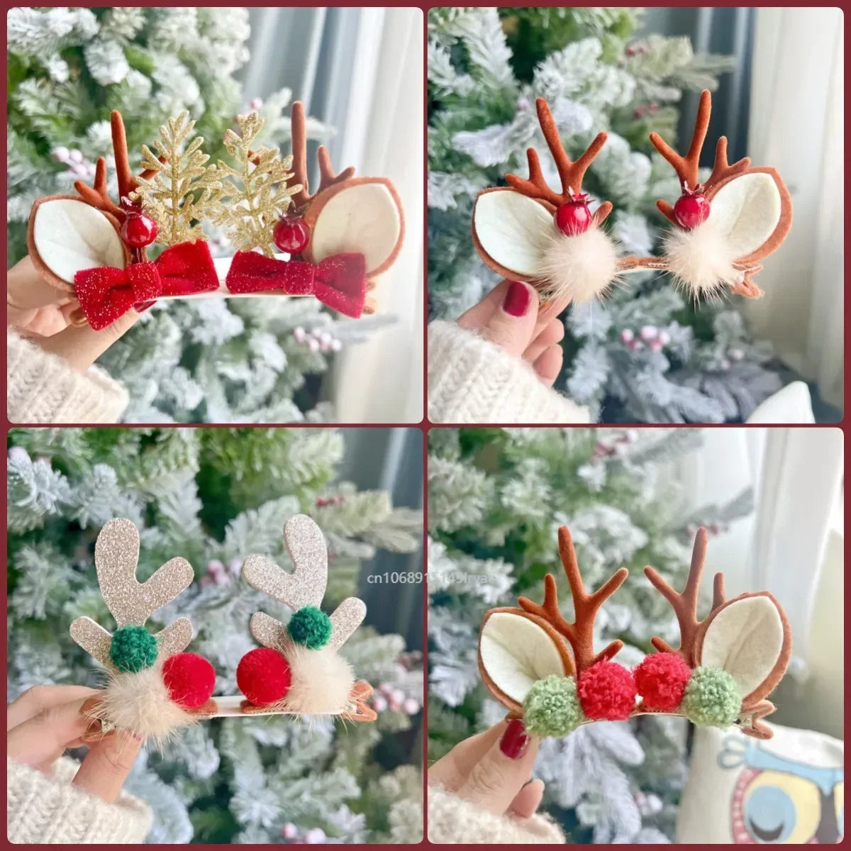2 Pieces Kawaii Christmas Hair Clips – Cute Elk, Santa & Snowman Hairpins | Holiday Party & Cosplay Headwear Set