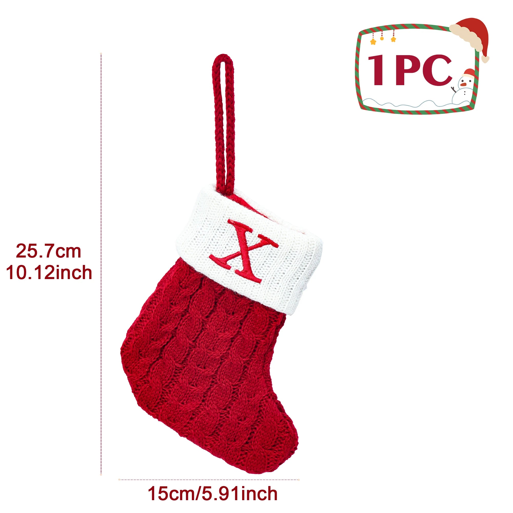 Knitted Christmas Stockings – Snowflake & Alphabet Letter Design | Holiday Socks for Tree, Fireplace & Home Décoration 2025–2026