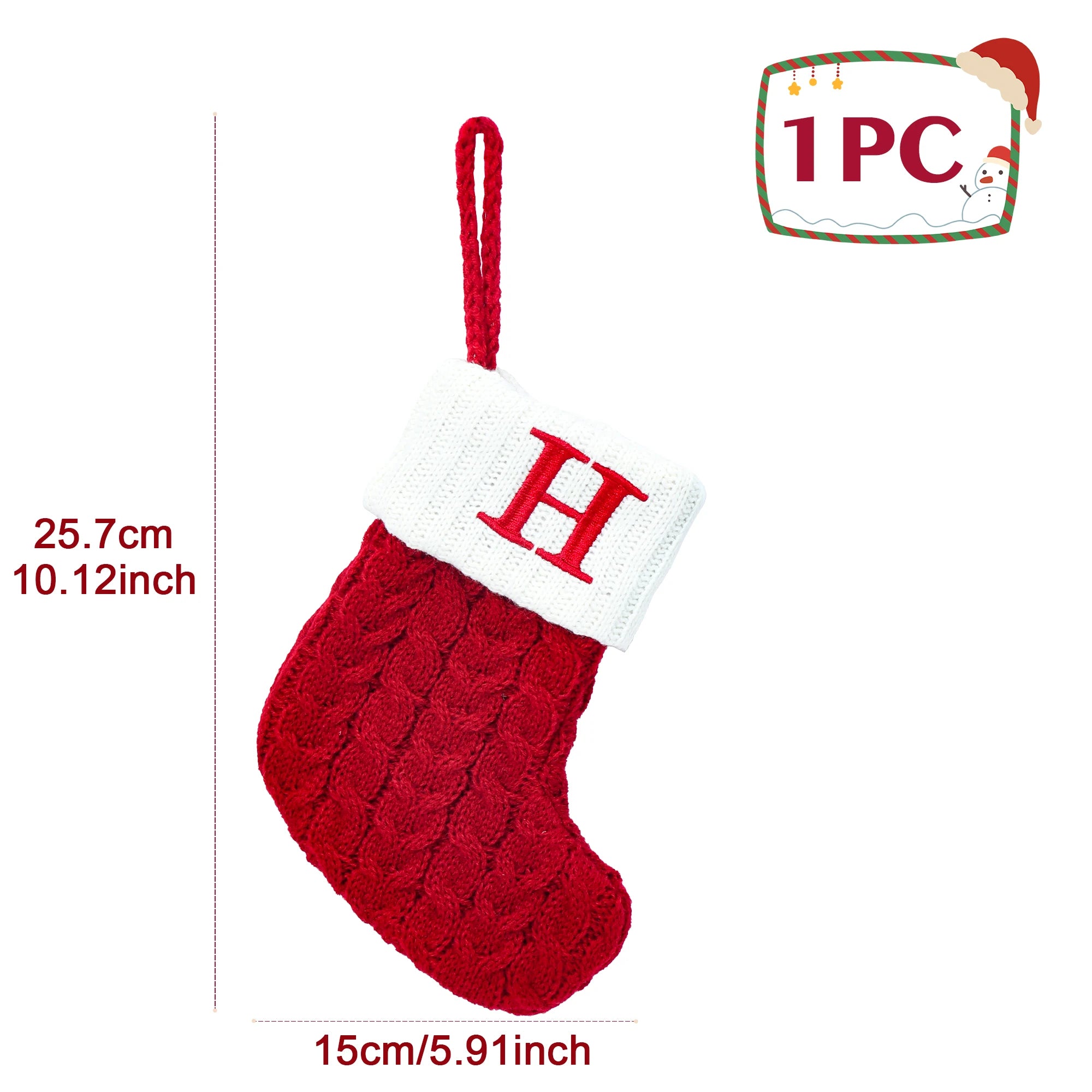 Knitted Christmas Stockings – Snowflake & Alphabet Letter Design | Holiday Socks for Tree, Fireplace & Home Décoration 2025–2026