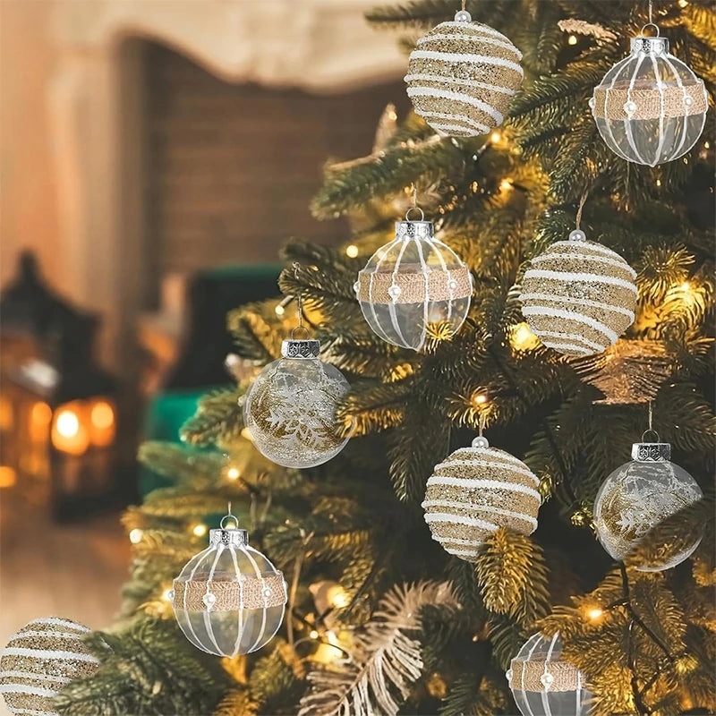 9pcs Gold Christmas Ornaments Set – 6cm Shatterproof Baubles for Xmas Tree & Holiday Home Décor