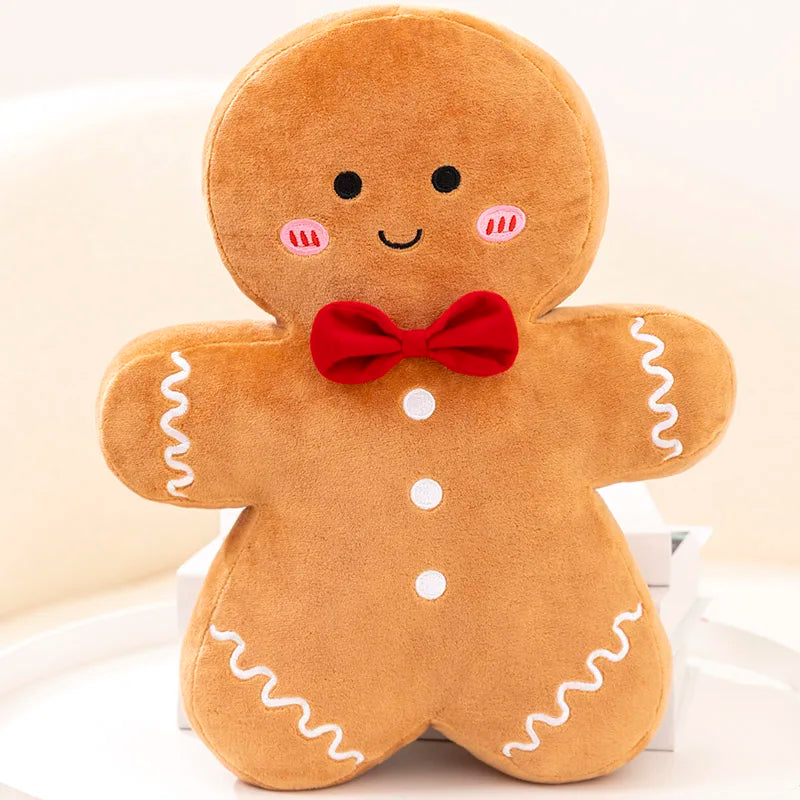 Adorable Gingerbread Plush Toy – Stuffed Caramel & Chocolate Gingerbread Man Cushion | Christmas Tree, Home & Holiday Décor Gift