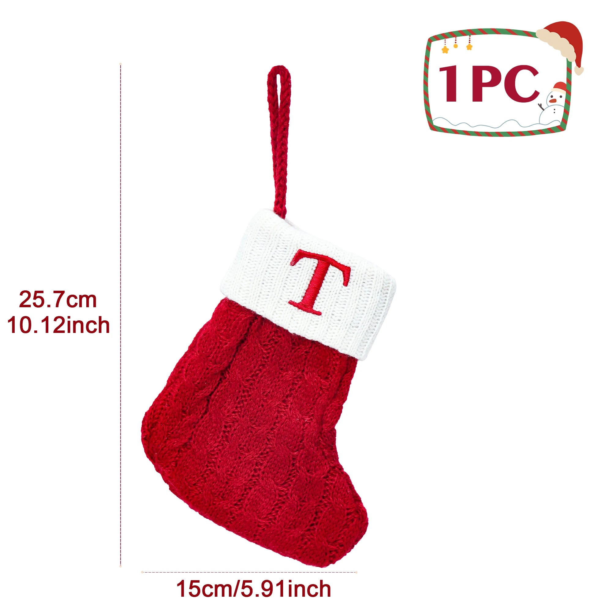 Knitted Christmas Stockings – Snowflake & Alphabet Letter Design | Holiday Socks for Tree, Fireplace & Home Décoration 2025–2026