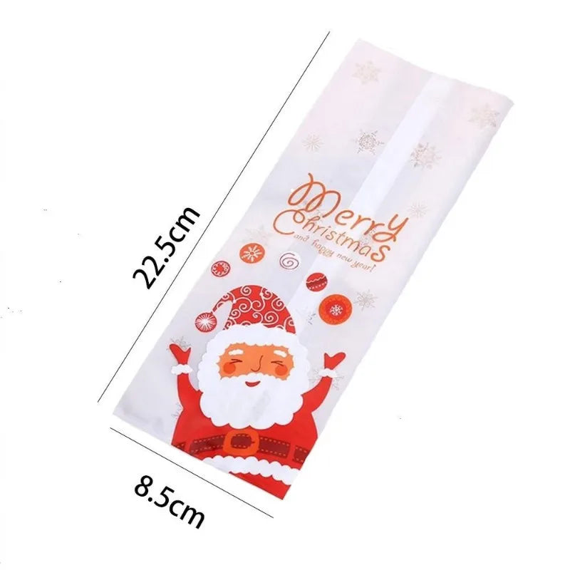 100pcs Transparent Christmas Treat Bags – Cookie, Candy & Snack Gift Bags with Merry Christmas Design