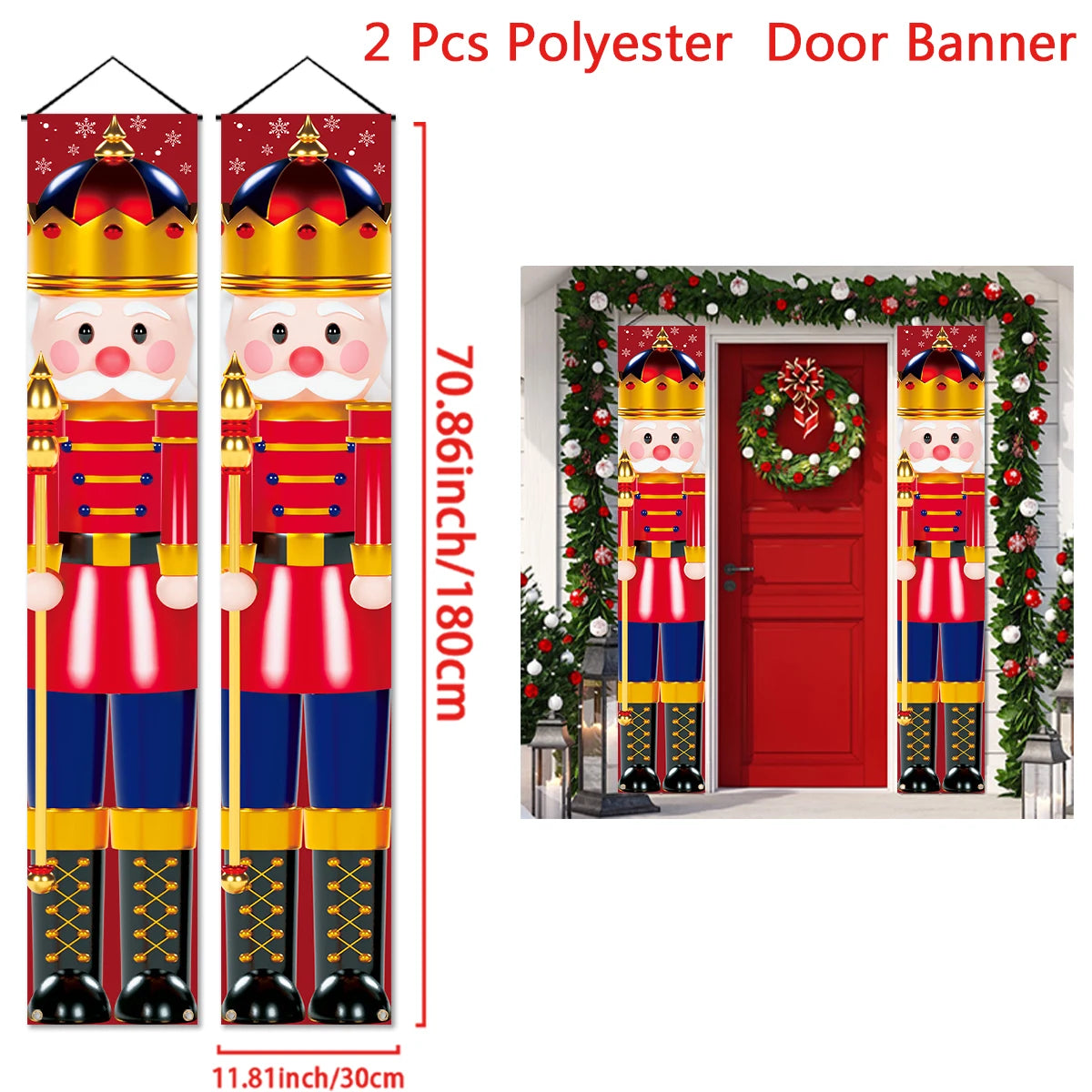 Christmas Door Banner – Merry Christmas Hanging Sign for Front Door & Home Décor