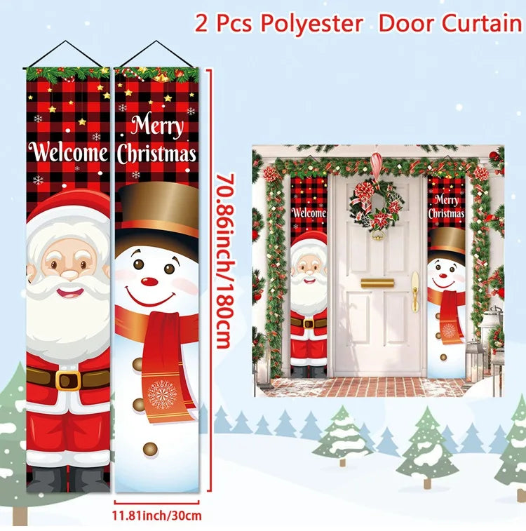 Christmas Door Banner – Merry Christmas Hanging Sign for Front Door & Home Décor