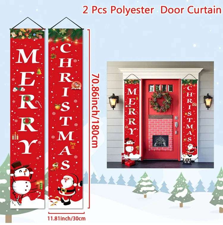 Christmas Door Banner – Merry Christmas Hanging Sign for Front Door & Home Décor