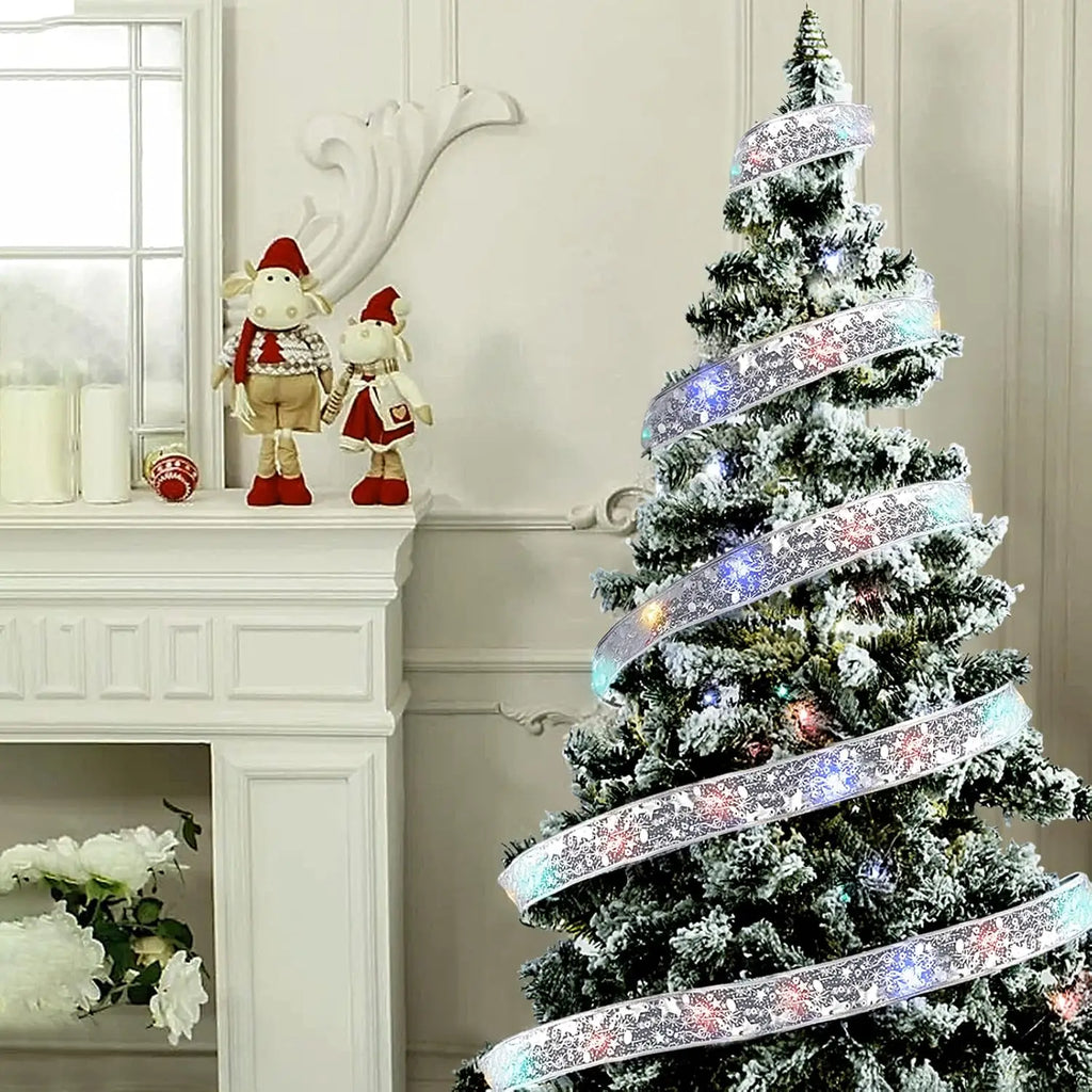 Christmas Ribbon Fairy Lights – 3M/5M LED String with DIY Bows for Tree, Home & Holiday Décor
