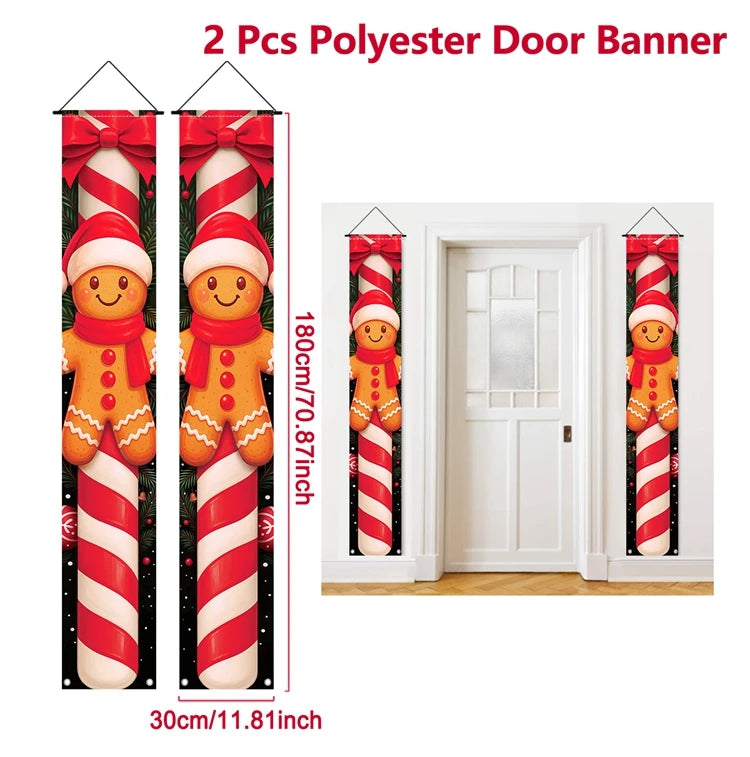 Christmas Door Banner – Merry Christmas Hanging Sign for Front Door & Home Décor