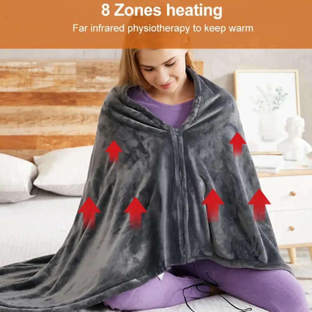 USB Heated Shawl – 3-Level Electric Heating Blanket & Wearable Poncho Throw for Home, Office, Camping & Travel