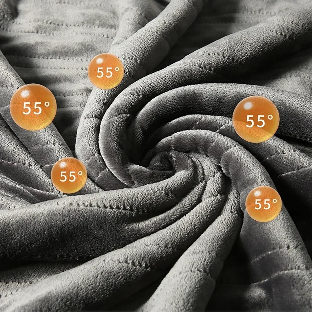 Flannel Electric Heated Blanket – Soft Washable Bed Throw with 9 Heat Levels, Auto-Off Timer & Fast Heating (5s Warm-Up)