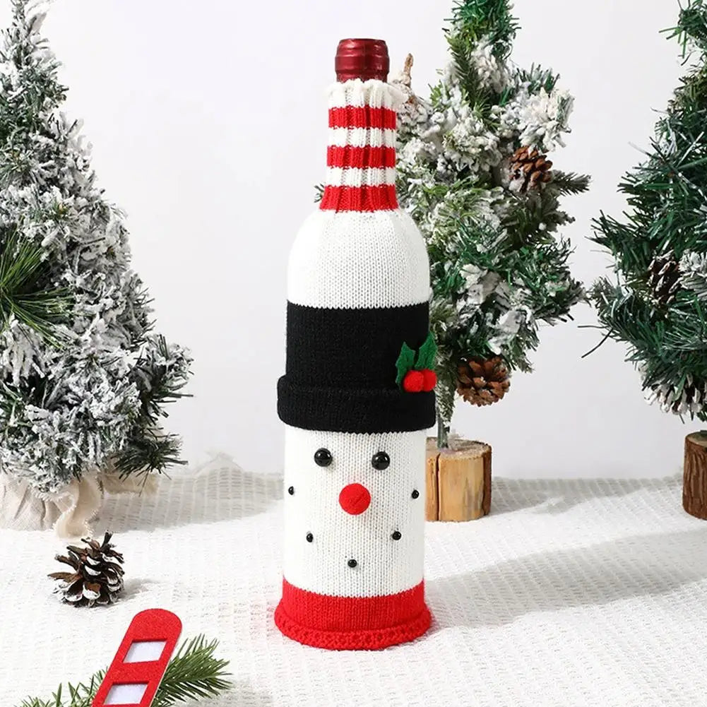 Christmas Wine Bottle Covers – Santa, Snowman & Reindeer Designs | Festive 27cm Decorative Bottle Bags for Holiday Parties & Gifts