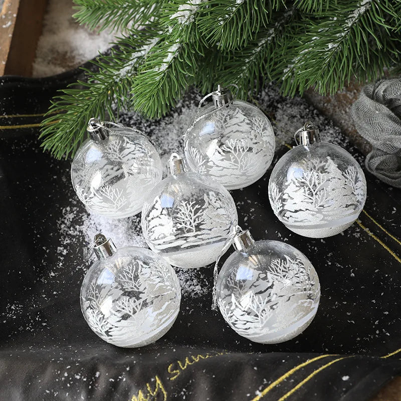 6/12pcs Clear Plastic Christmas Balls – DIY Transparent Ornaments for Tree Decoration, Painting & Holiday Party Décor