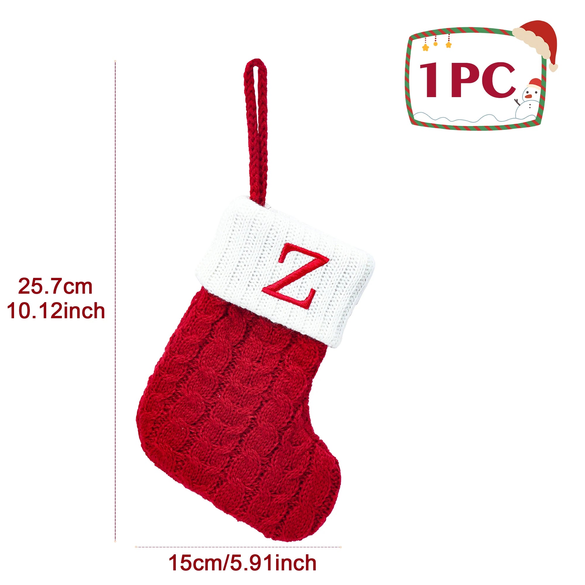 Knitted Christmas Stockings – Snowflake & Alphabet Letter Design | Holiday Socks for Tree, Fireplace & Home Décoration 2025–2026