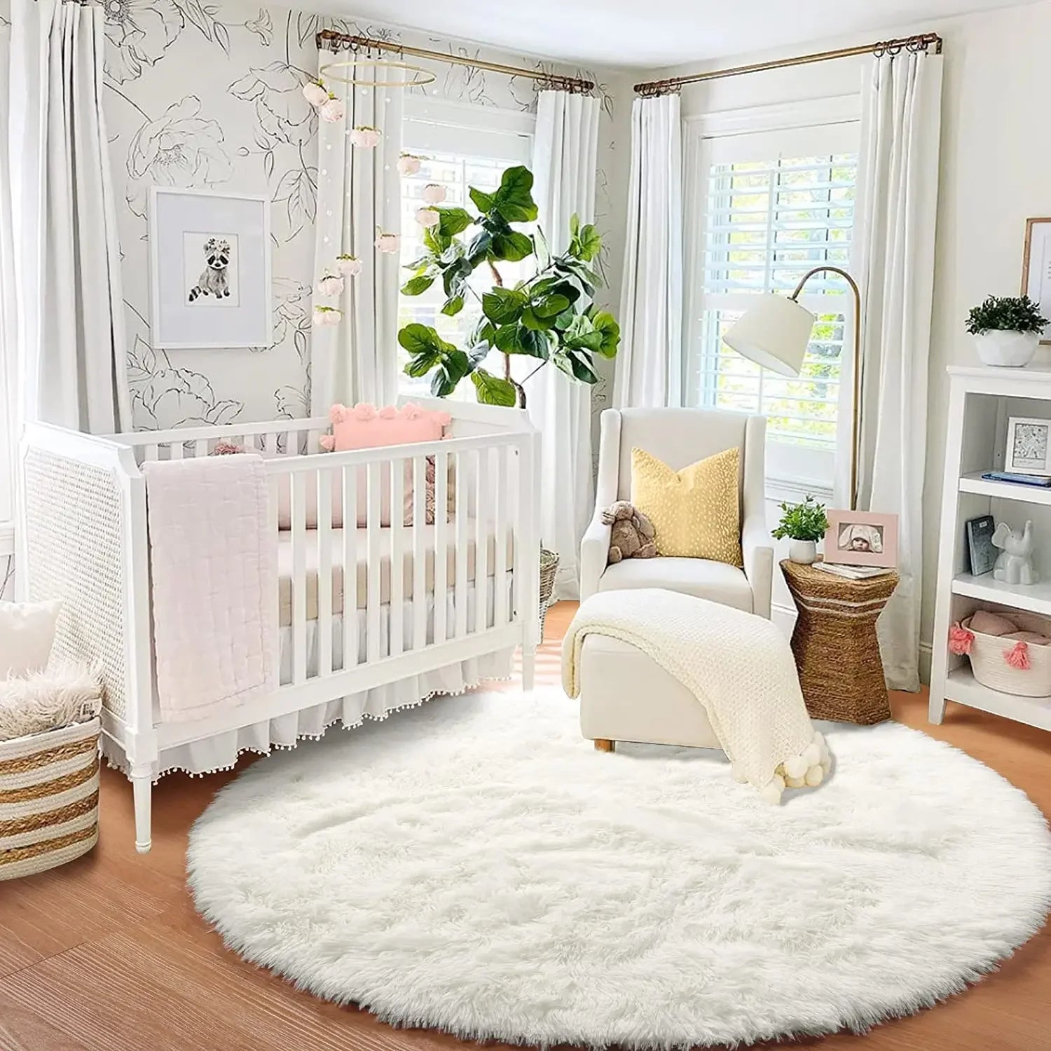 Round Fluffy Area Rug – Ultra Soft Plush Shag Carpet for Kids, Bedroom & Living Room | Cute Princess Room Circle Floor Mat (80–180 cm)