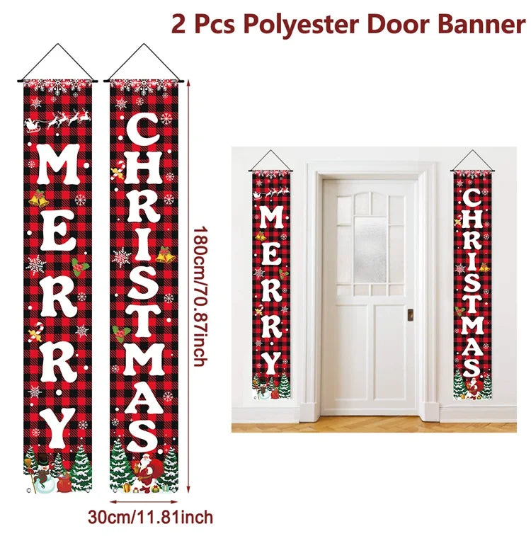 Christmas Door Banner – Merry Christmas Hanging Sign for Front Door & Home Décor