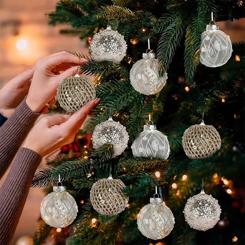 9pcs Gold Christmas Ornaments Set – 6cm Shatterproof Baubles for Xmas Tree & Holiday Home Décor