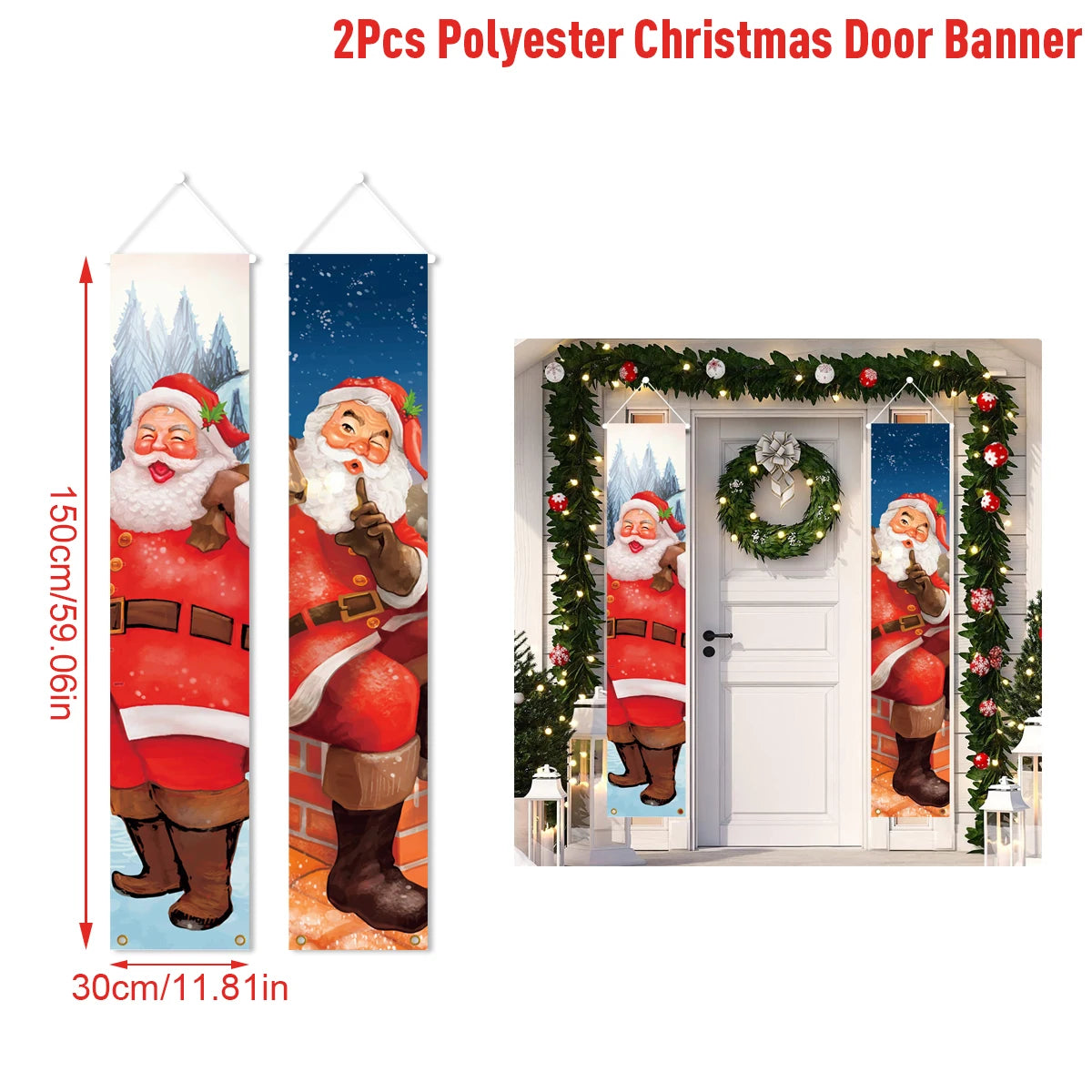 Christmas Door Banner – Merry Christmas Hanging Sign for Front Door & Home Décor