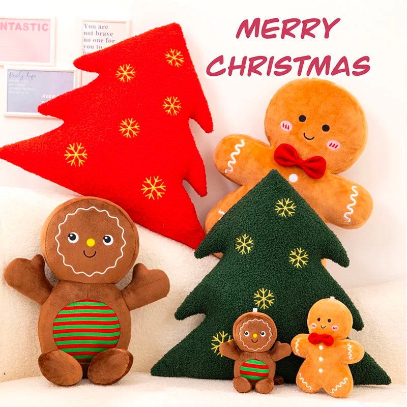 Adorable Gingerbread Plush Toy – Stuffed Caramel & Chocolate Gingerbread Man Cushion | Christmas Tree, Home & Holiday Décor Gift