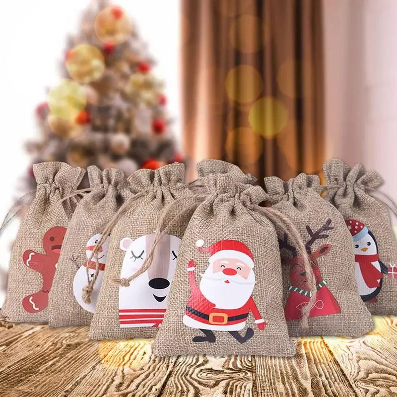 24Pcs Christmas Advent Calendar Gift Bags – DIY Countdown Set with Number Stickers, Clips & Rope | Reusable Plaid Fabric Holiday Decoration