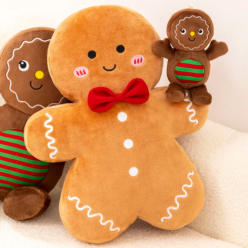 Adorable Gingerbread Plush Toy – Stuffed Caramel & Chocolate Gingerbread Man Cushion | Christmas Tree, Home & Holiday Décor Gift