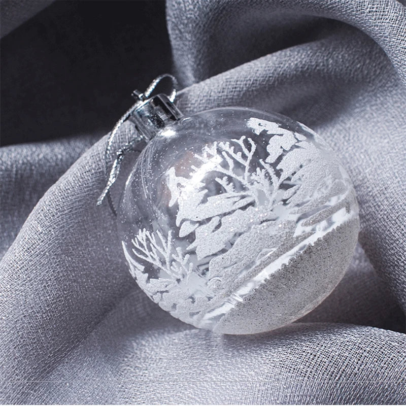 6/12pcs Clear Plastic Christmas Balls – DIY Transparent Ornaments for Tree Decoration, Painting & Holiday Party Décor