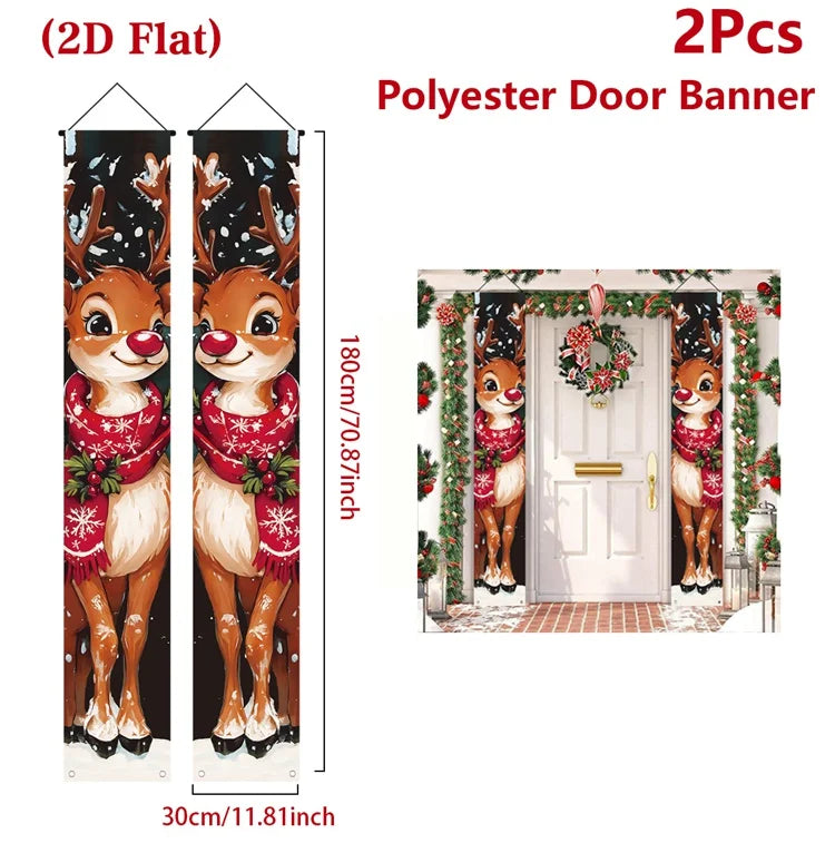 Christmas Door Banner – Merry Christmas Hanging Sign for Front Door & Home Décor