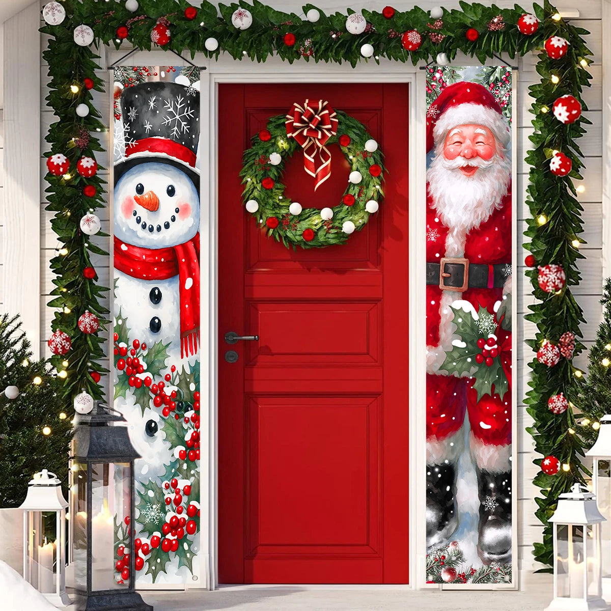Christmas Door Banner – Merry Christmas Hanging Sign for Front Door & Home Décor