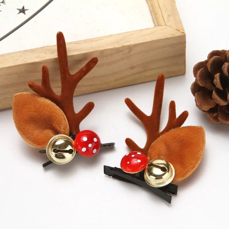 2 Pieces Kawaii Christmas Hair Clips – Cute Elk, Santa & Snowman Hairpins | Holiday Party & Cosplay Headwear Set