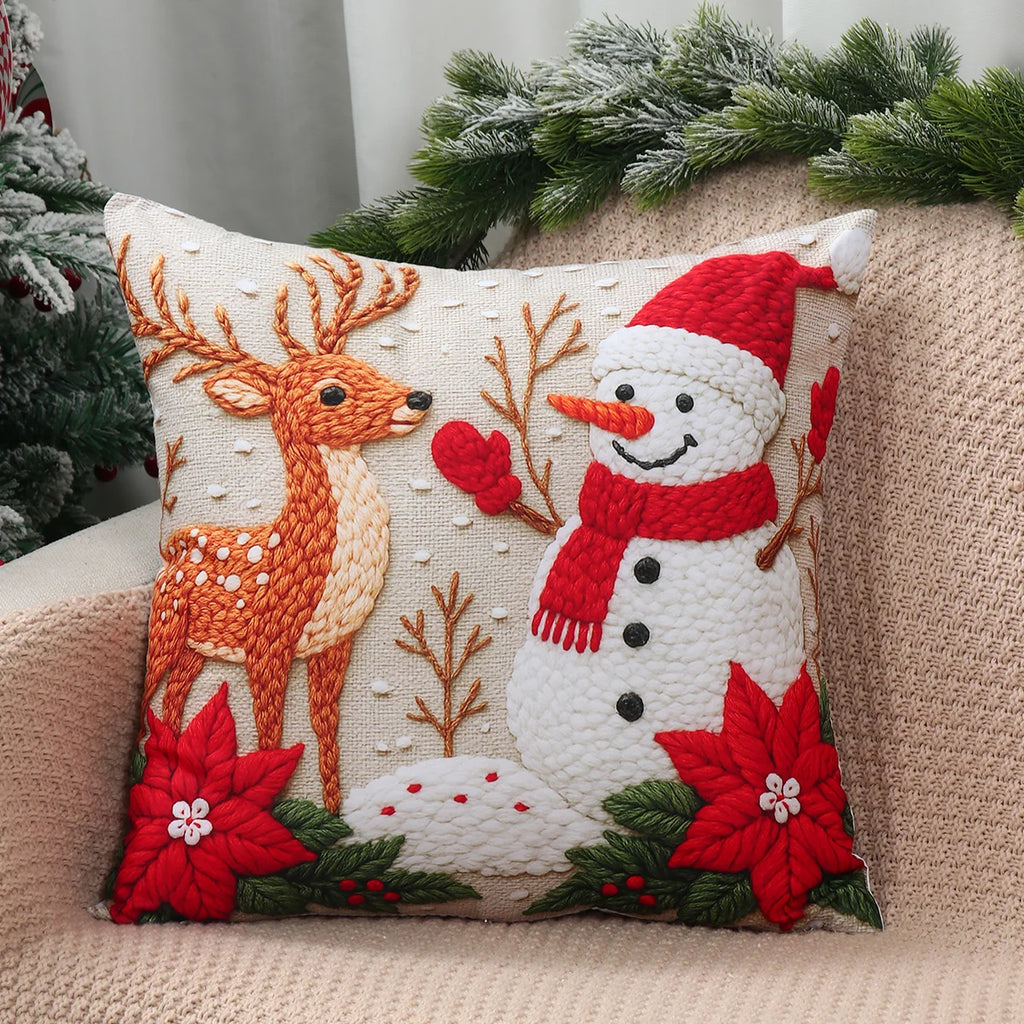 4pcs Merry Christmas Cushion Covers – Festive Pillowcases for Sofa, Couch & Home Décor