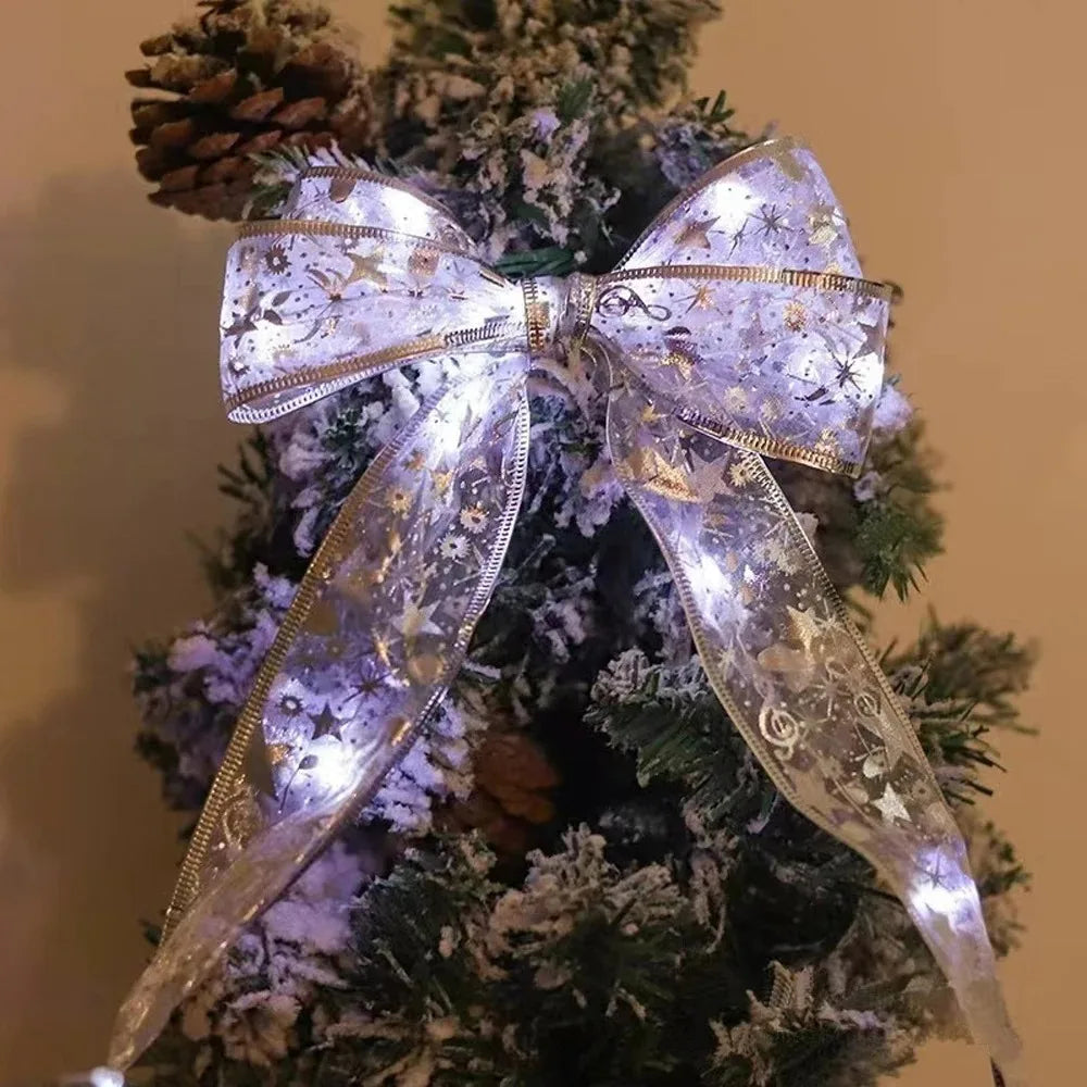 Christmas Ribbon Fairy Lights – 3M/5M LED String with DIY Bows for Tree, Home & Holiday Décor