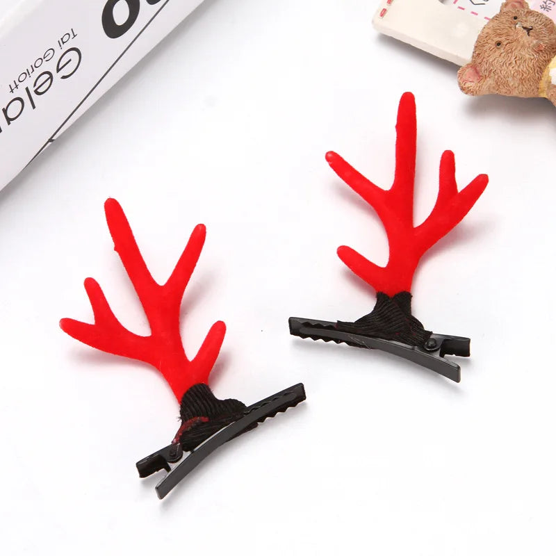 2 Pieces Kawaii Christmas Hair Clips – Cute Elk, Santa & Snowman Hairpins | Holiday Party & Cosplay Headwear Set