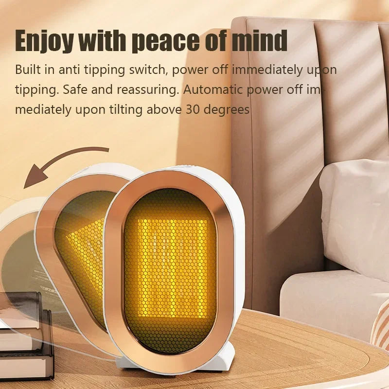 1200W Mini Portable Electric Heater – PTC Ceramic Desktop Heating Fan for Home & Office with Adjustable Heat Levels and Safety Protection