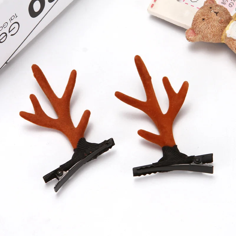 2 Pieces Kawaii Christmas Hair Clips – Cute Elk, Santa & Snowman Hairpins | Holiday Party & Cosplay Headwear Set