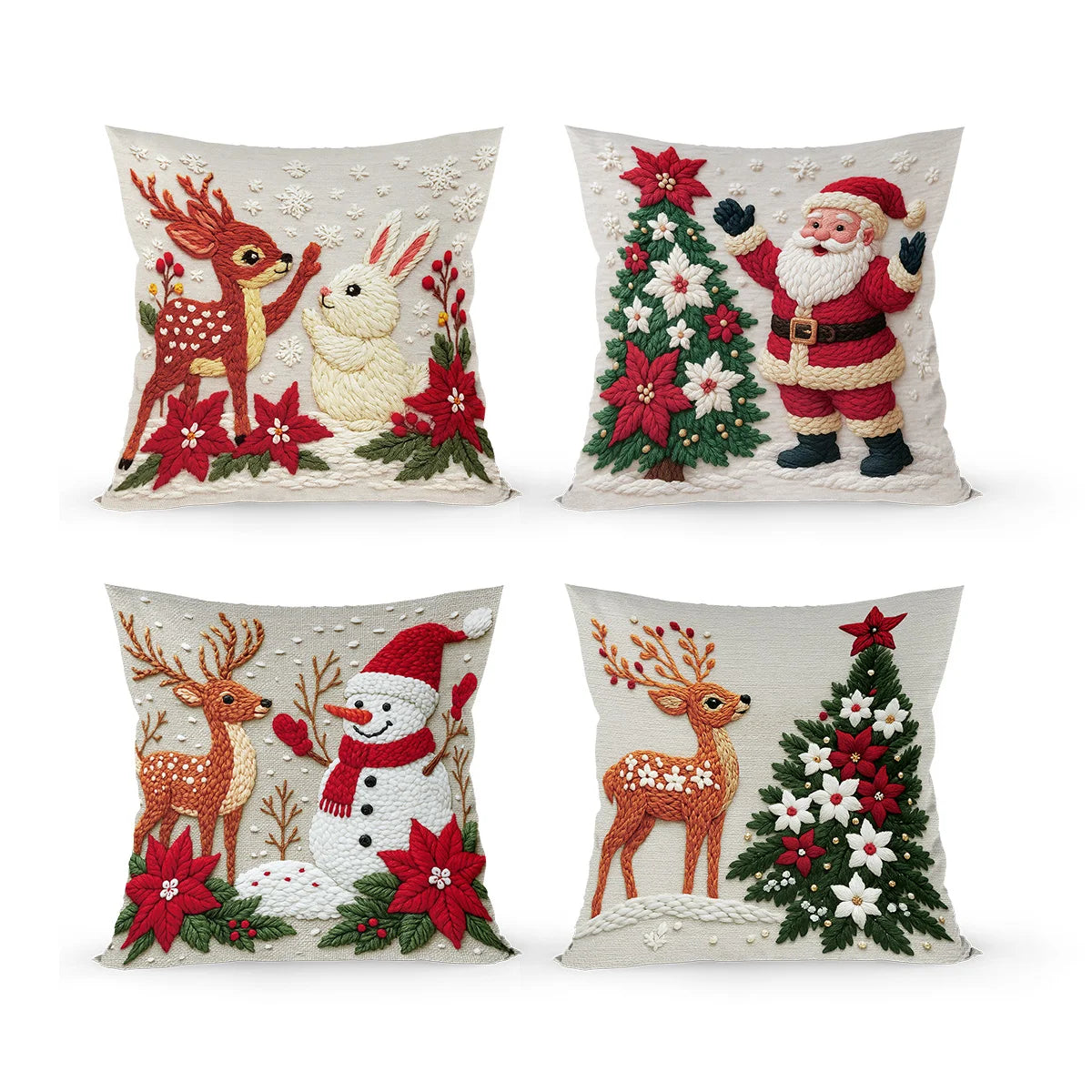 4pcs Merry Christmas Cushion Covers – Festive Pillowcases for Sofa, Couch & Home Décor