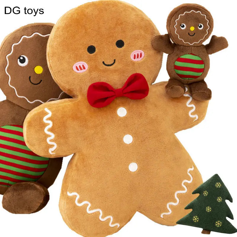 Adorable Gingerbread Plush Toy – Stuffed Caramel & Chocolate Gingerbread Man Cushion | Christmas Tree, Home & Holiday Décor Gift