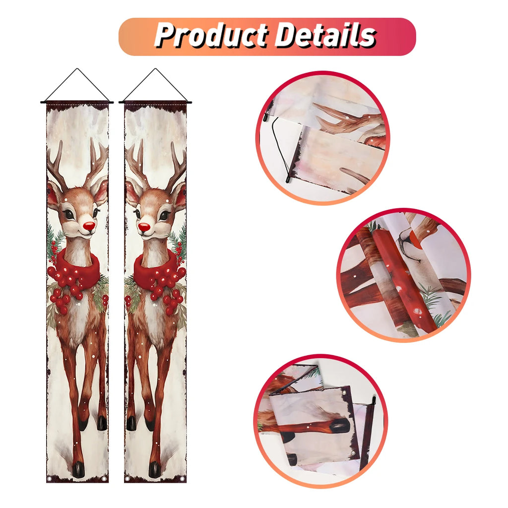 Christmas Door Banner – Merry Christmas Hanging Sign for Front Door & Home Décor