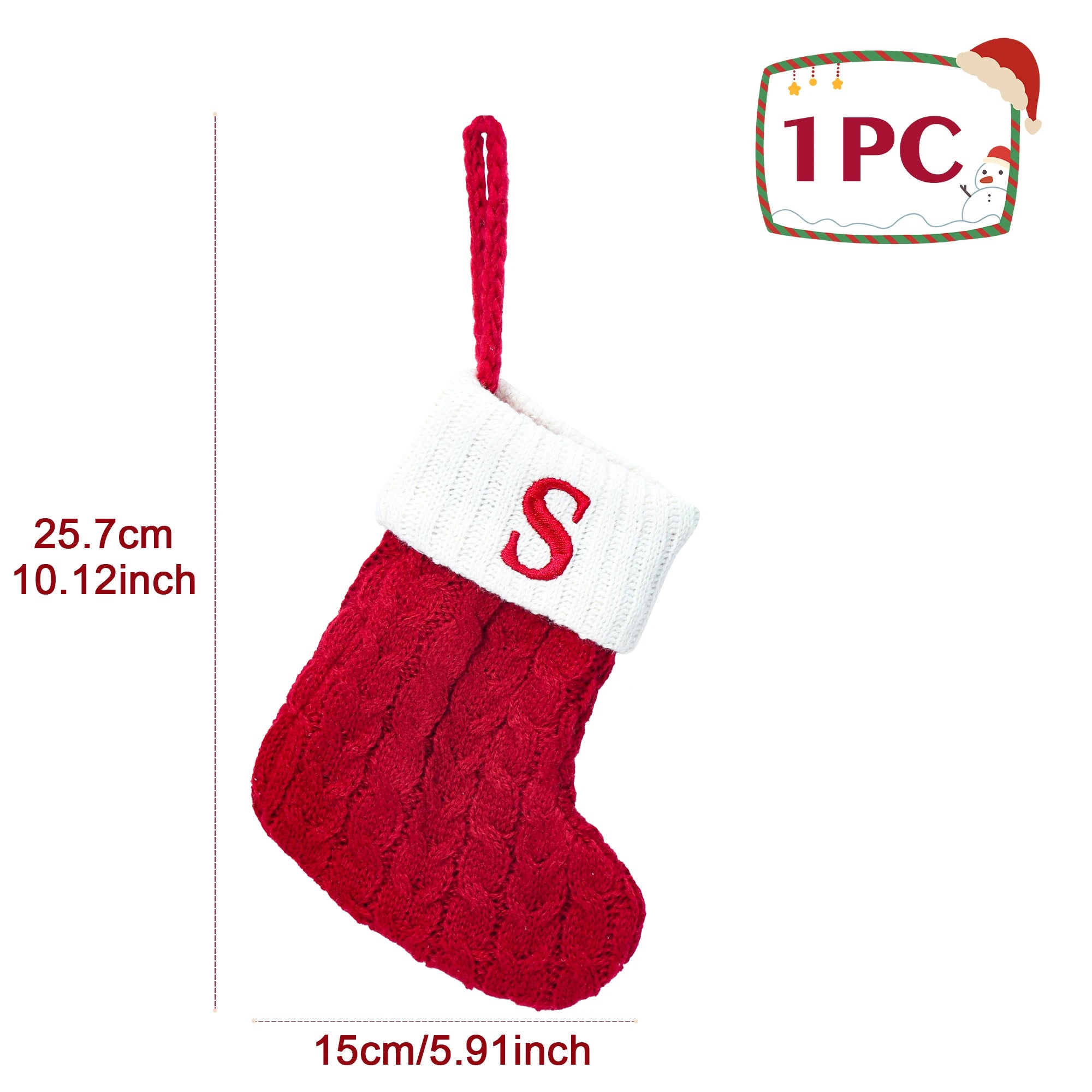 Knitted Christmas Stockings – Snowflake & Alphabet Letter Design | Holiday Socks for Tree, Fireplace & Home Décoration 2025–2026