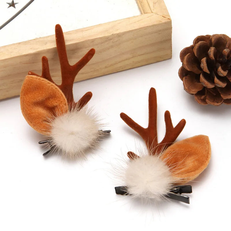 2 Pieces Kawaii Christmas Hair Clips – Cute Elk, Santa & Snowman Hairpins | Holiday Party & Cosplay Headwear Set