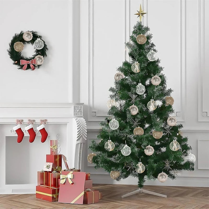 9pcs Gold Christmas Ornaments Set – 6cm Shatterproof Baubles for Xmas Tree & Holiday Home Décor